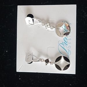 Premier Designs, black and silver, reversible earrings